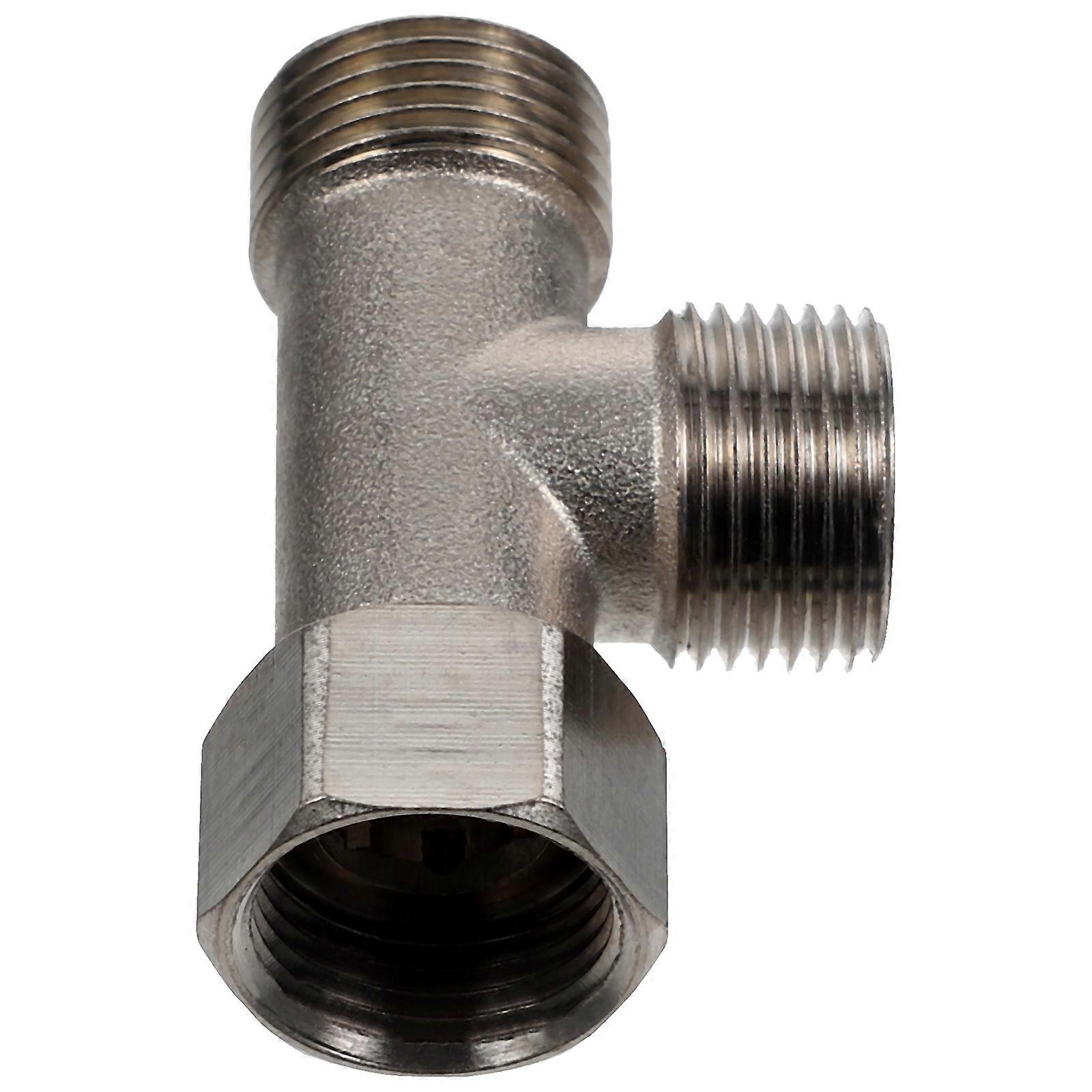 Water Heater Connector Copper Coupler Adapter Bathroom Use Three Way Design Silver 1Pcs