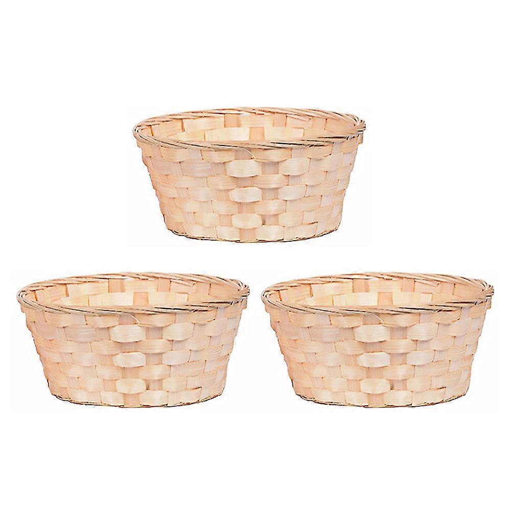 Bamboo Baskets Storage Baskets for Home 3Pcs Lightweight Khaki Sets