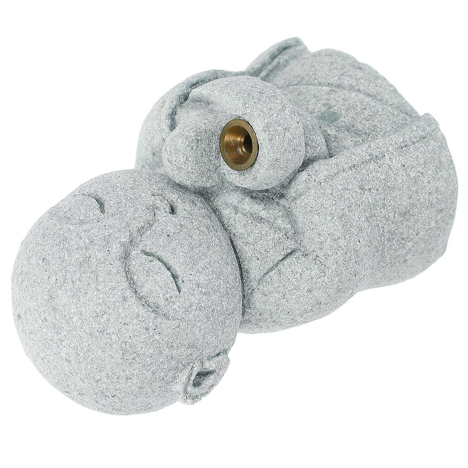 Buddha Statue Small Monk Statue for Indoor Decor 3Pcs Grey Sandstone