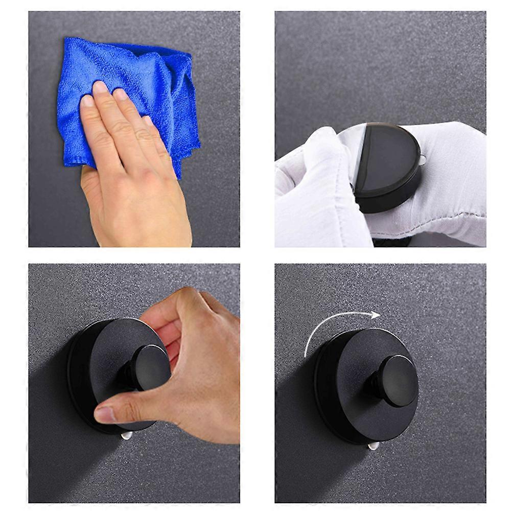 Wall Hook Black Plastic Sucker for Hanging 4Pcs Seamless Hooks