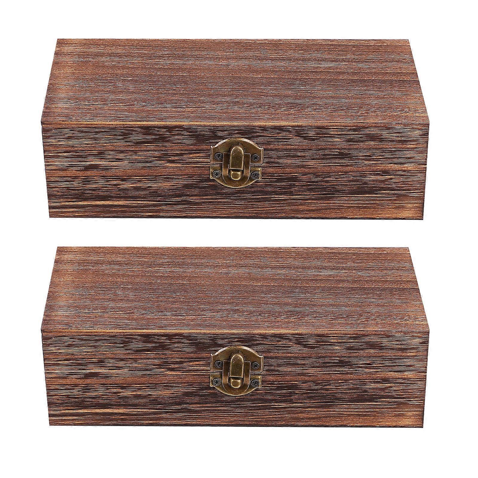 Wooden Storage Boxes Retro Style Gift Packing Box for Storage Use 2Sets