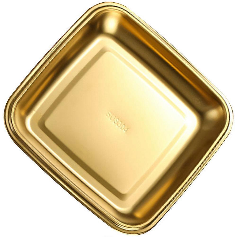 Golden Stainless Steel Bbq Plates for Food Serving 3Pcs Multi-Functional Tray