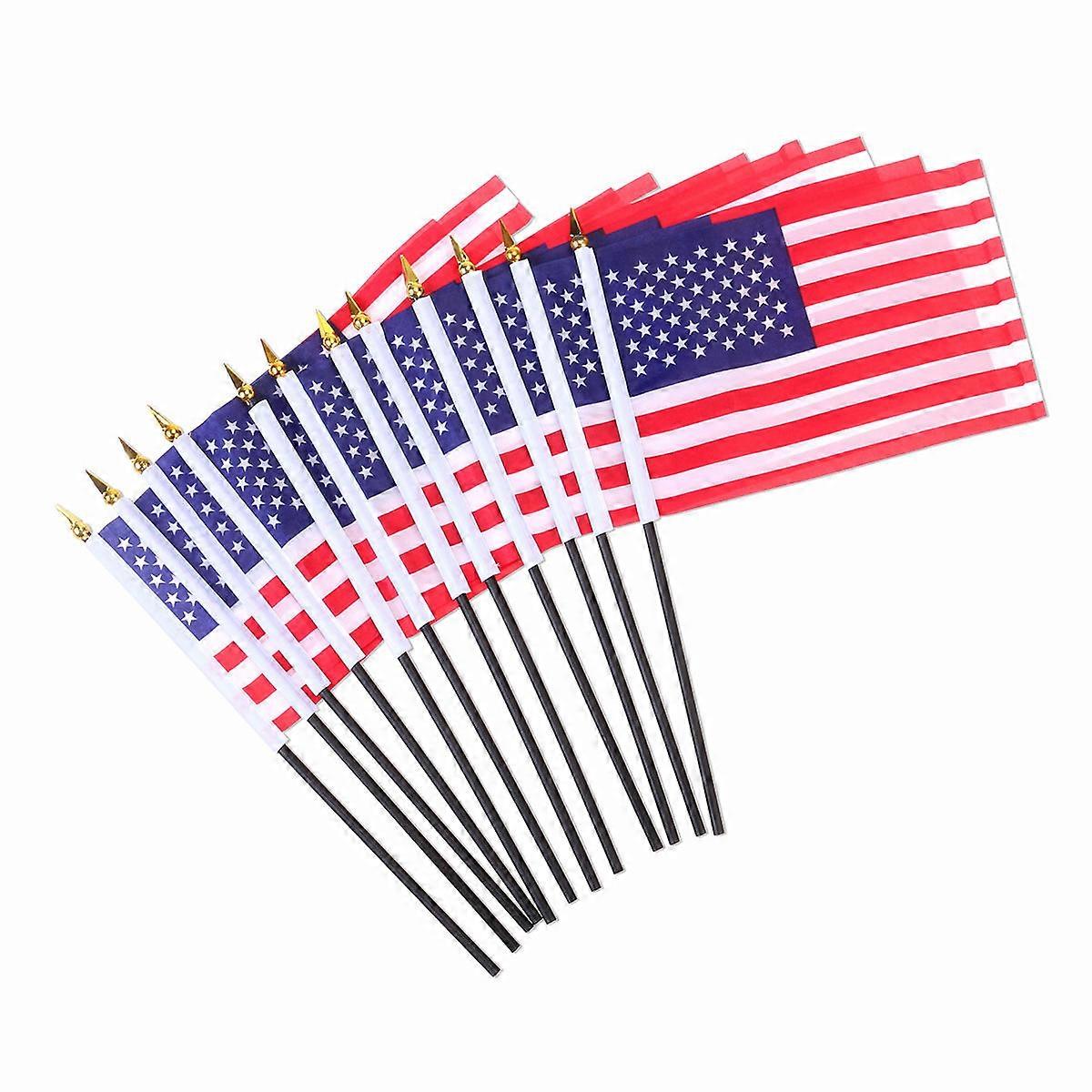 Waving Flag Mini Usa Hand Held Stick Flags for Festival 50Pcs Red