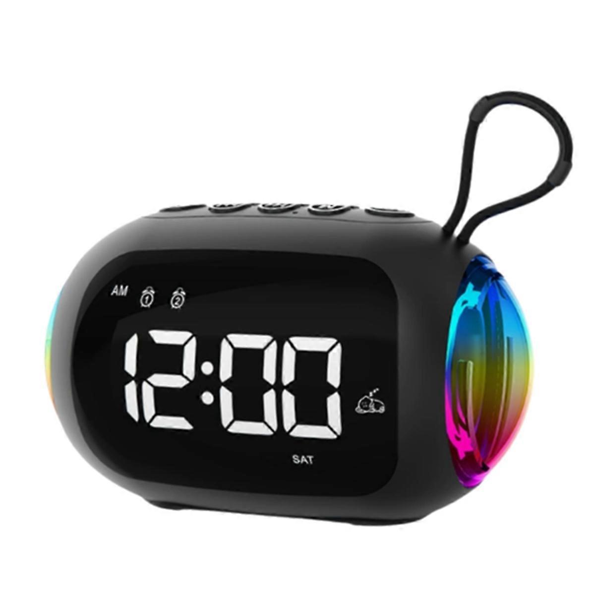 Alarm Clock FM Radio Bluetooth Speakers Colorful Light Subwoofer,D