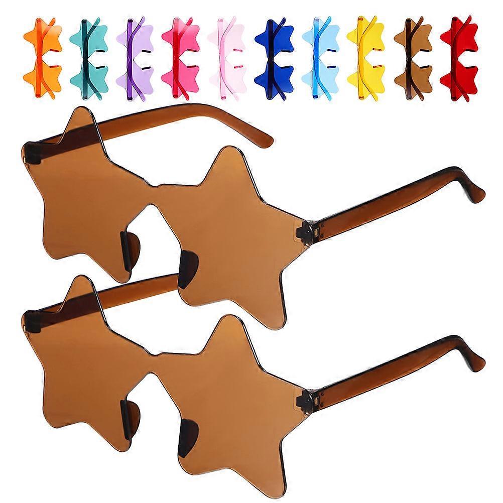Rimless Star Shaped Sunglasses for Party Use 42Pcs Colorful Set