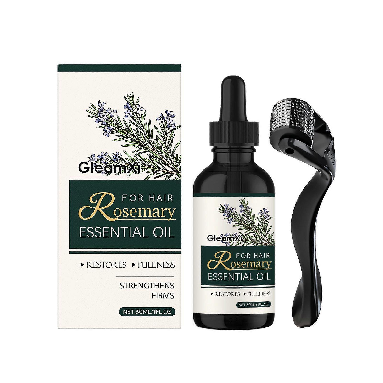 Kit d'huile capillaire au romarin 30 ml, mélange d'huile de ricin pour cheveux secs et abîmés, soin capillaire quotidien léger pour hommes et femmes - Huile de romarin pour la croissance des cheveux