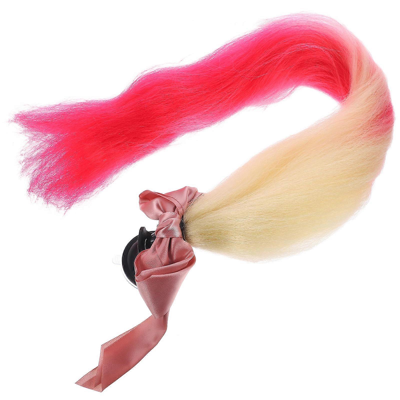 Decorative Braid Ponytail Wig for Motorcycle 2Pcs Red