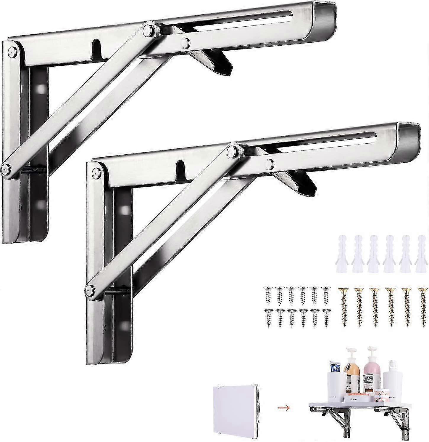 2pcs Stainless Steel Folding Console Stand, Heavy Duty Retractable Folding Console Stand
