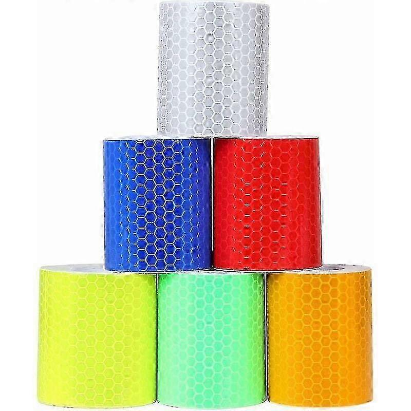 Pack of 6 Reflective Warning Tape Ideal for Marking Dangerous Areas High Performance Adhesive Tape-50MM x 3M miao8