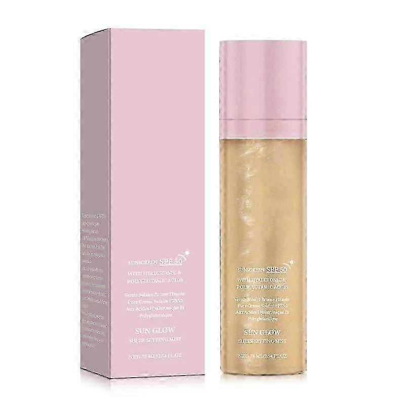 Sunglaze Sheer Setting Mist Sunscreen SPF 50, Broad Spectrum Shimmering Body Oil Mist, Hydrating Face & Body Glow Spray, Non-Greasy & Fast-Absorbing,