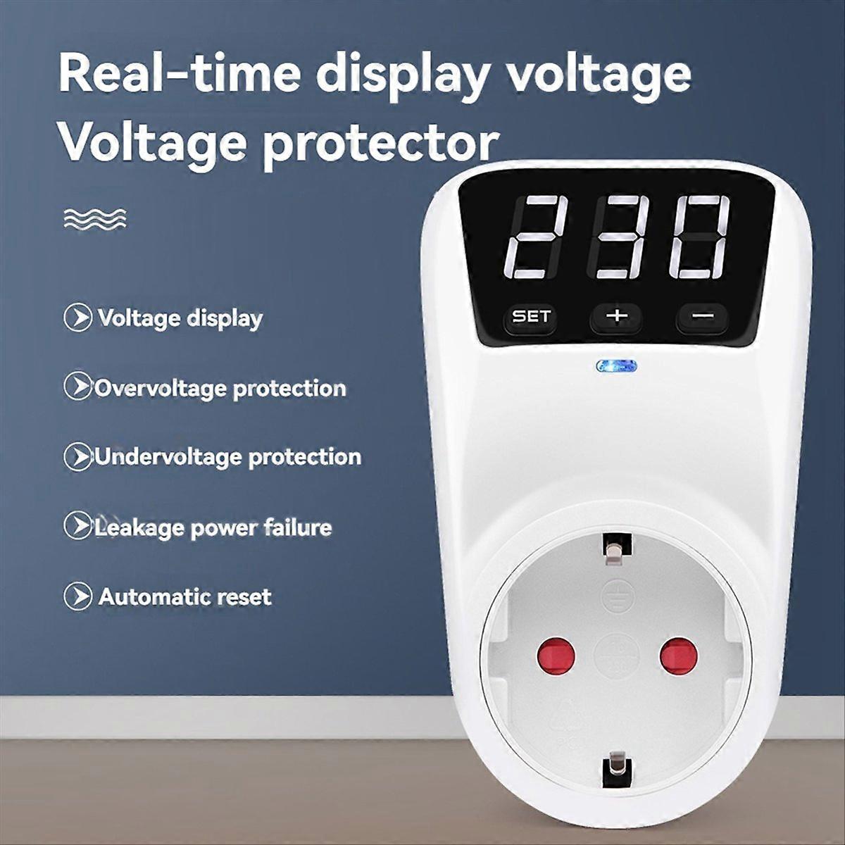 LED Display Voltage Protector Socket with Reset Function EU Plug
