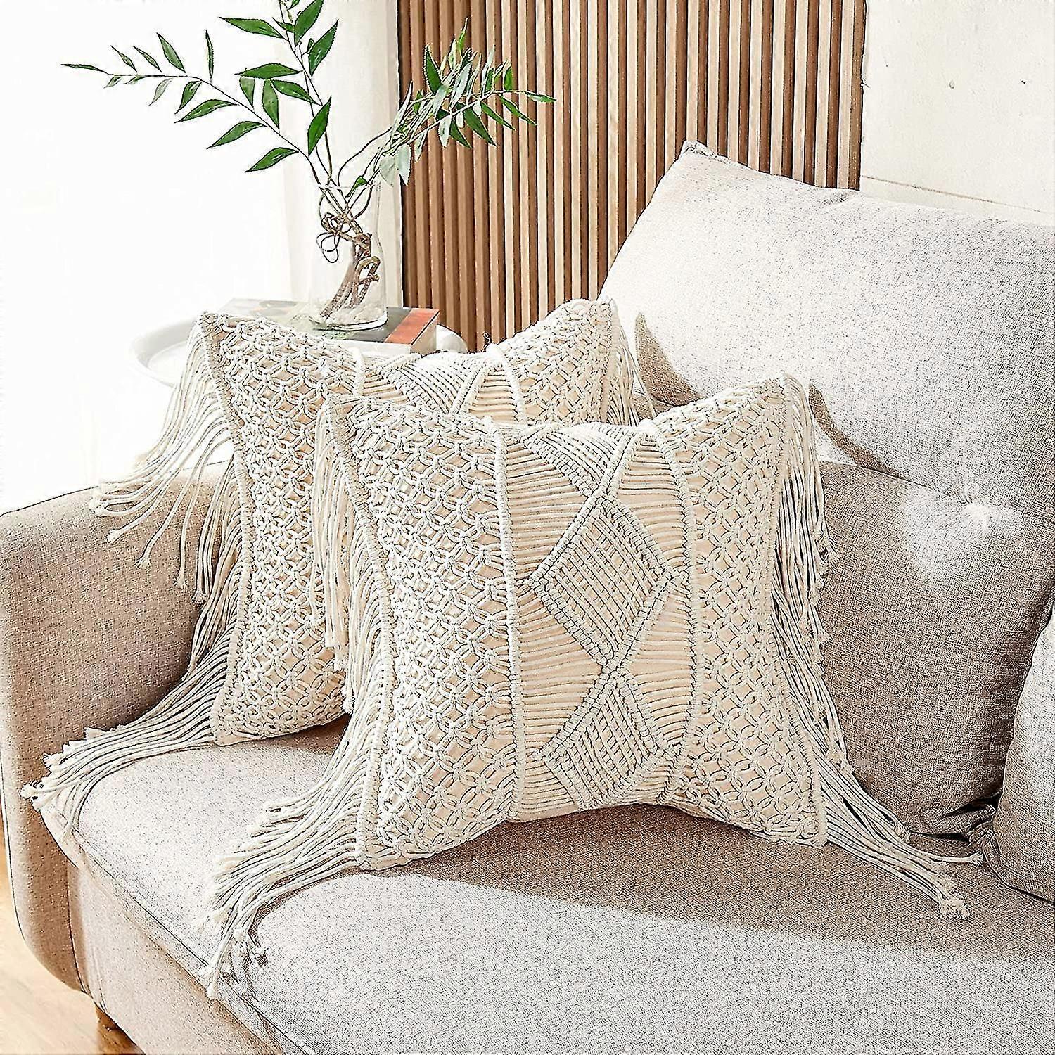 Throw Pillow Covers, Macrame Throw Pillows Case, Bohemian Pillow Cases