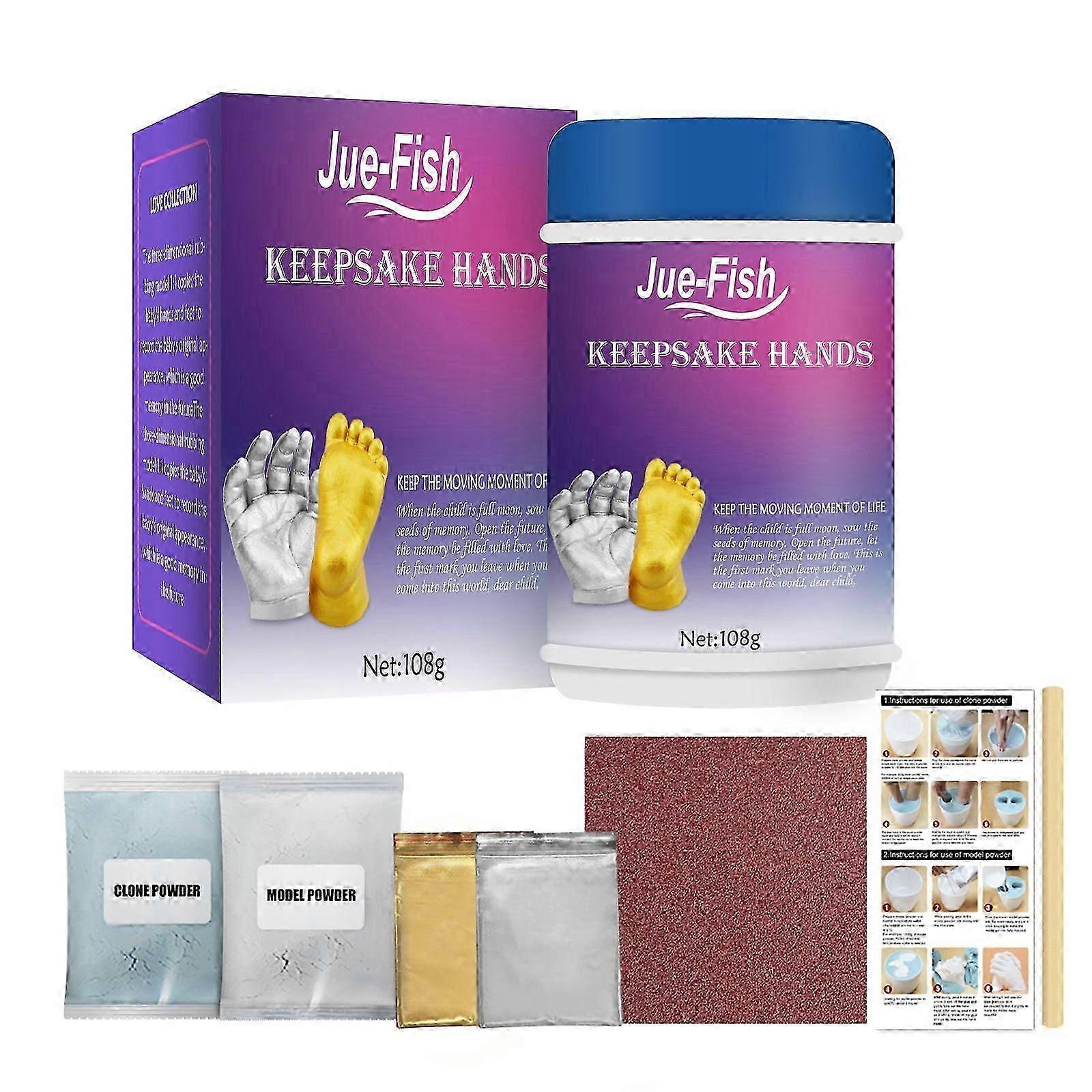 3D Baby Hand & Footprint Keepsake Kit | Safe Sodium Alginate Model Powder for Lasting Memories of 1 Month & 100 Days | Easy-to-Use, Quick Solidificati