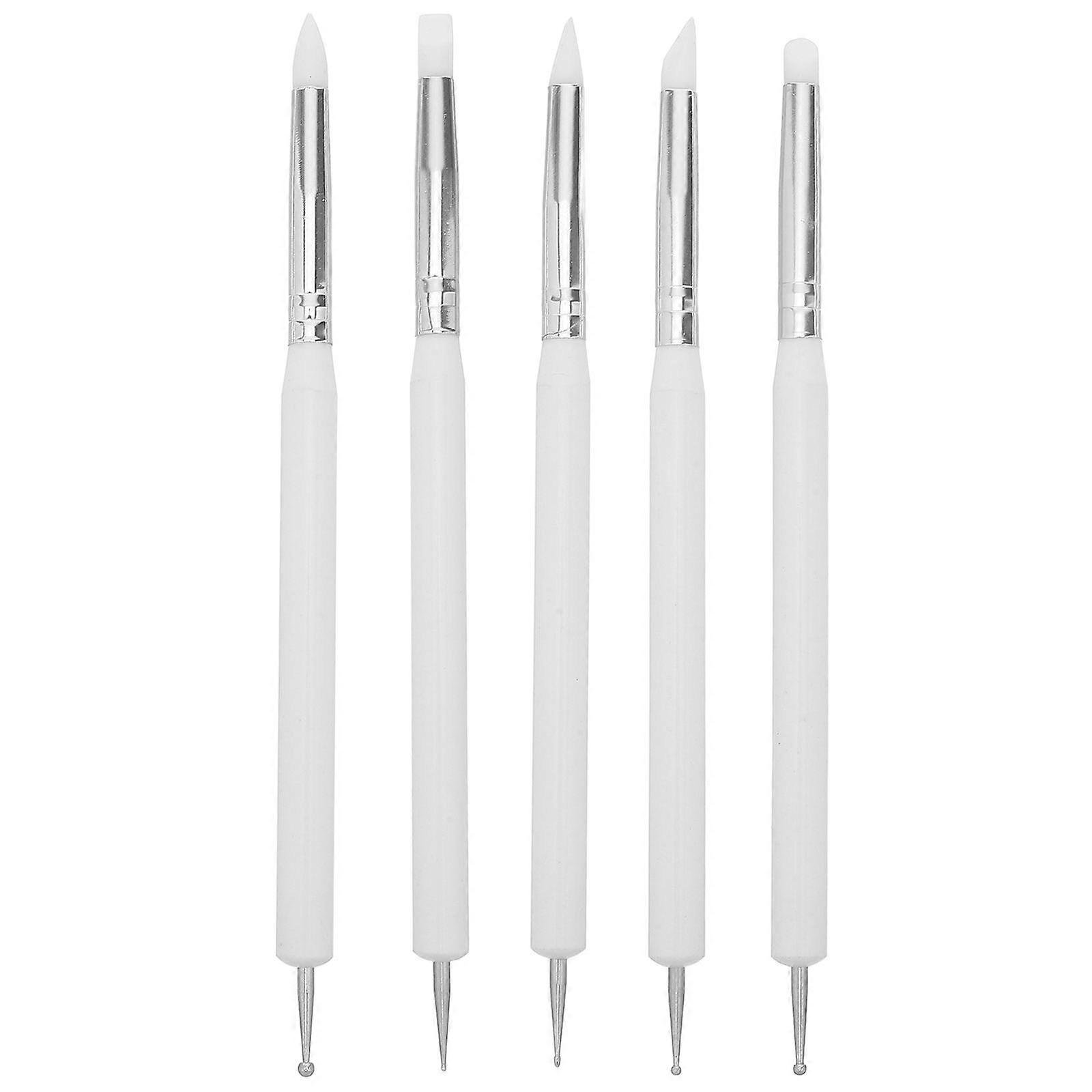 5pcs Silicone Clay Sculpting Tool - Pottery Craft Modeling Double-end Dotting Pens for Polymer Sculpting  Air Dry Clay Styling