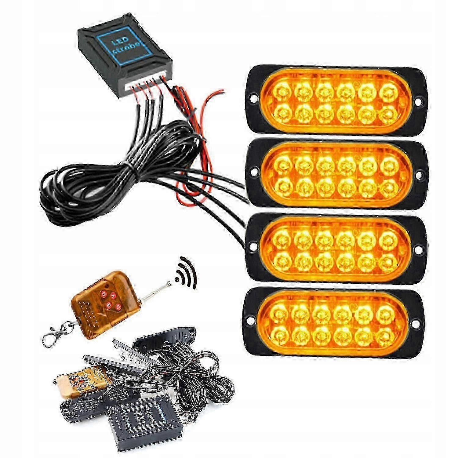 LED Strobe Marker Lamp with Remote Control - 12-24V Compatible for Vehicles, Boats, and Emergency Use