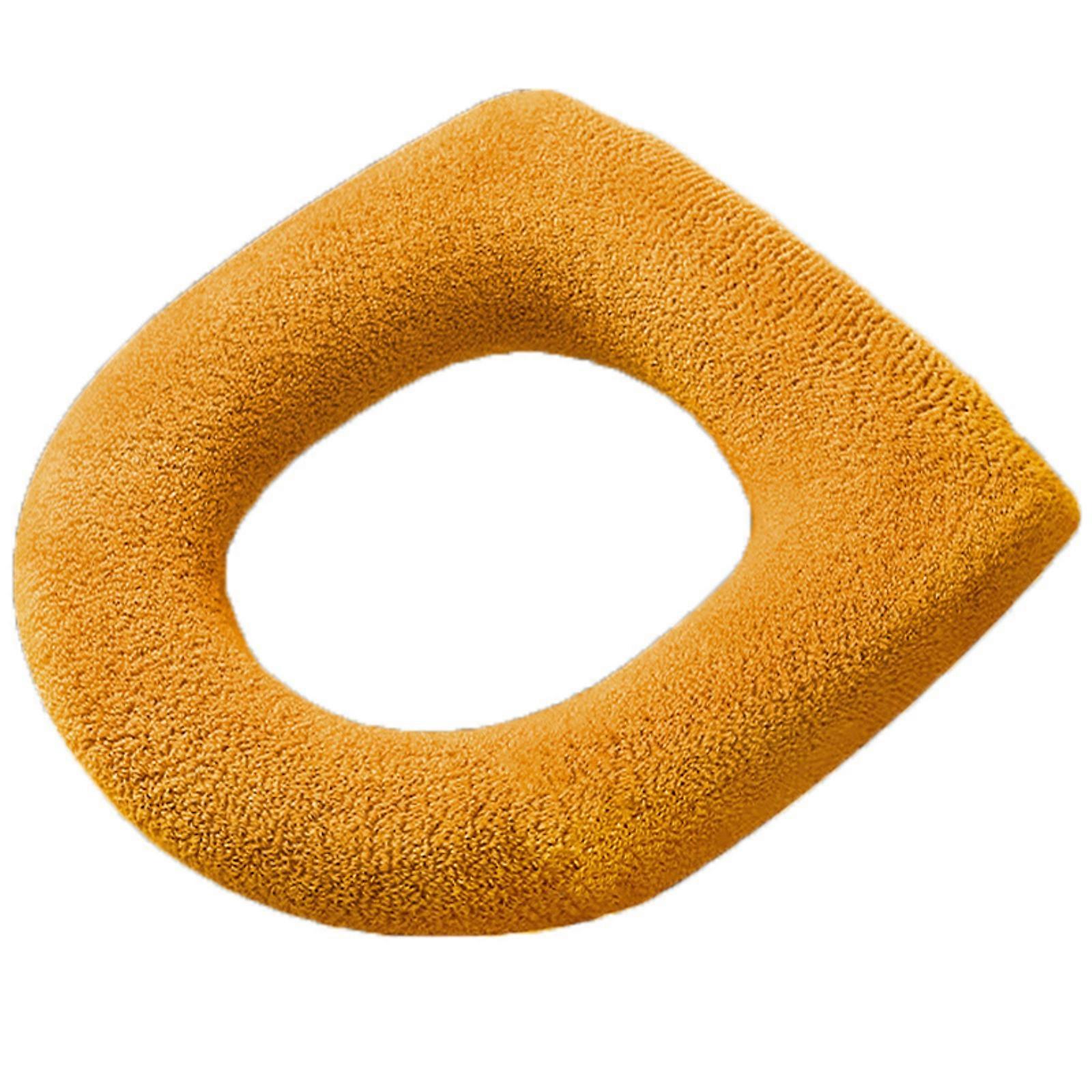 Housse de siège de toilette résistante à l'hiver, construction en fibre extra épaisse, installation rapide, confort doux toute l'année, jaune 2