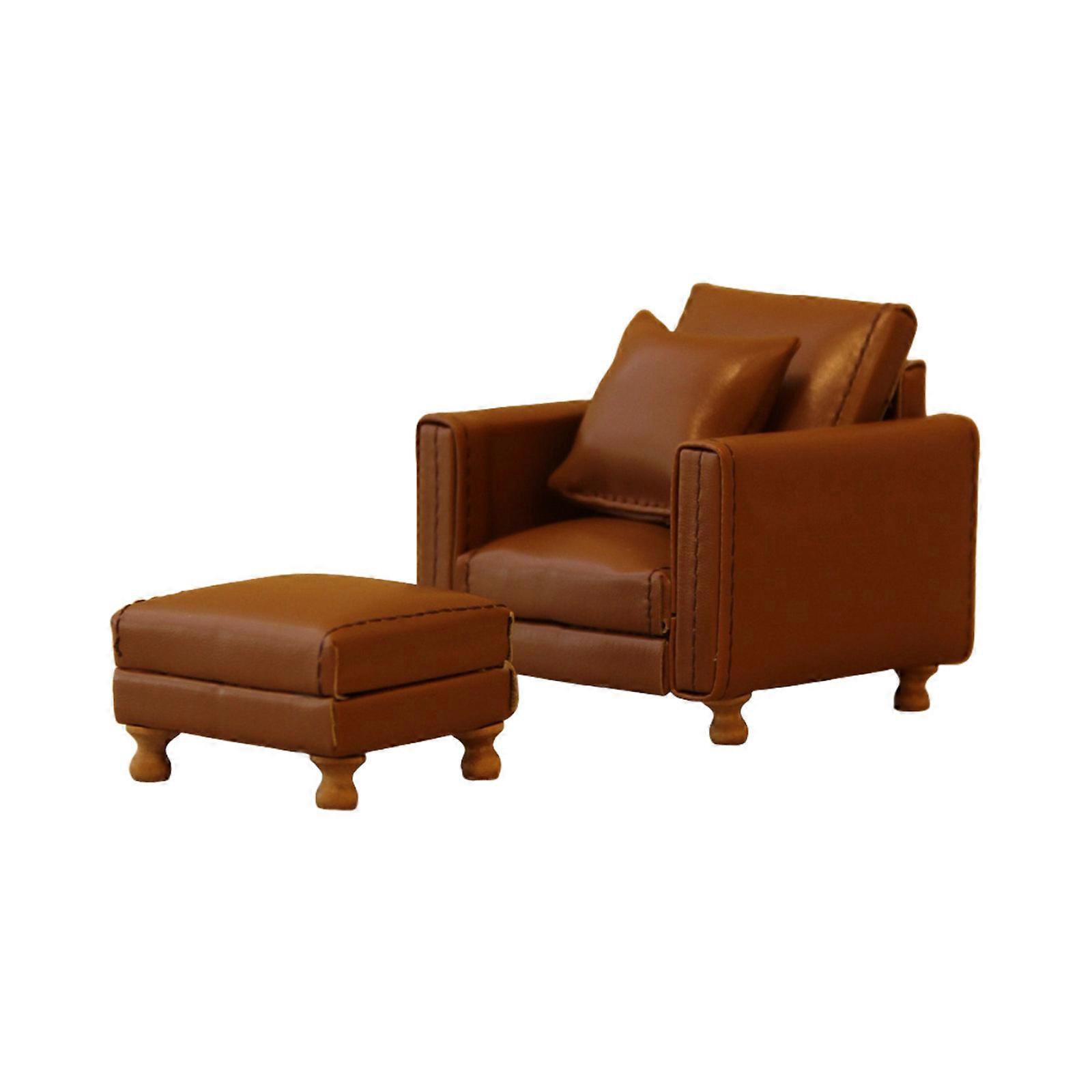 Detail 1/12 Miniature Couch Realistic Texture Upholstery for Collectible Doll House Display Living Room Scene Decoration  brown