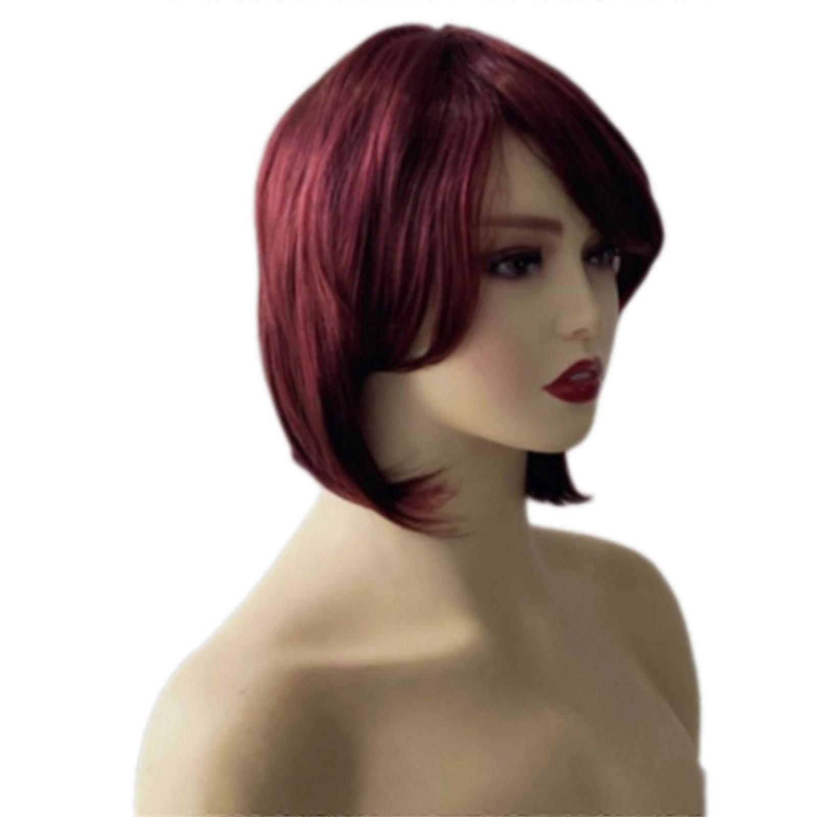 Natural Volumes Synthetic Short Bob Perruques Complètes Avec Doublure Respirante Pour Un Usage Quotidien Et Un Mode De Vie Actif Claret