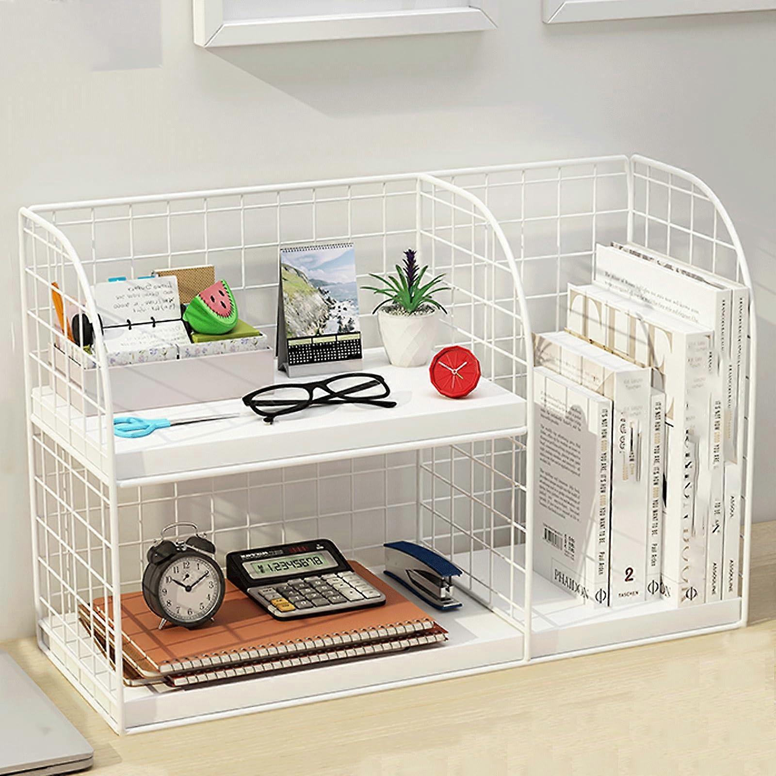 Desktop Shelf Organizer, Modern MDF and Iron Desk Shelf, 40x16x25 cm, Small Minimalist Desk Stand, 7 Color Options