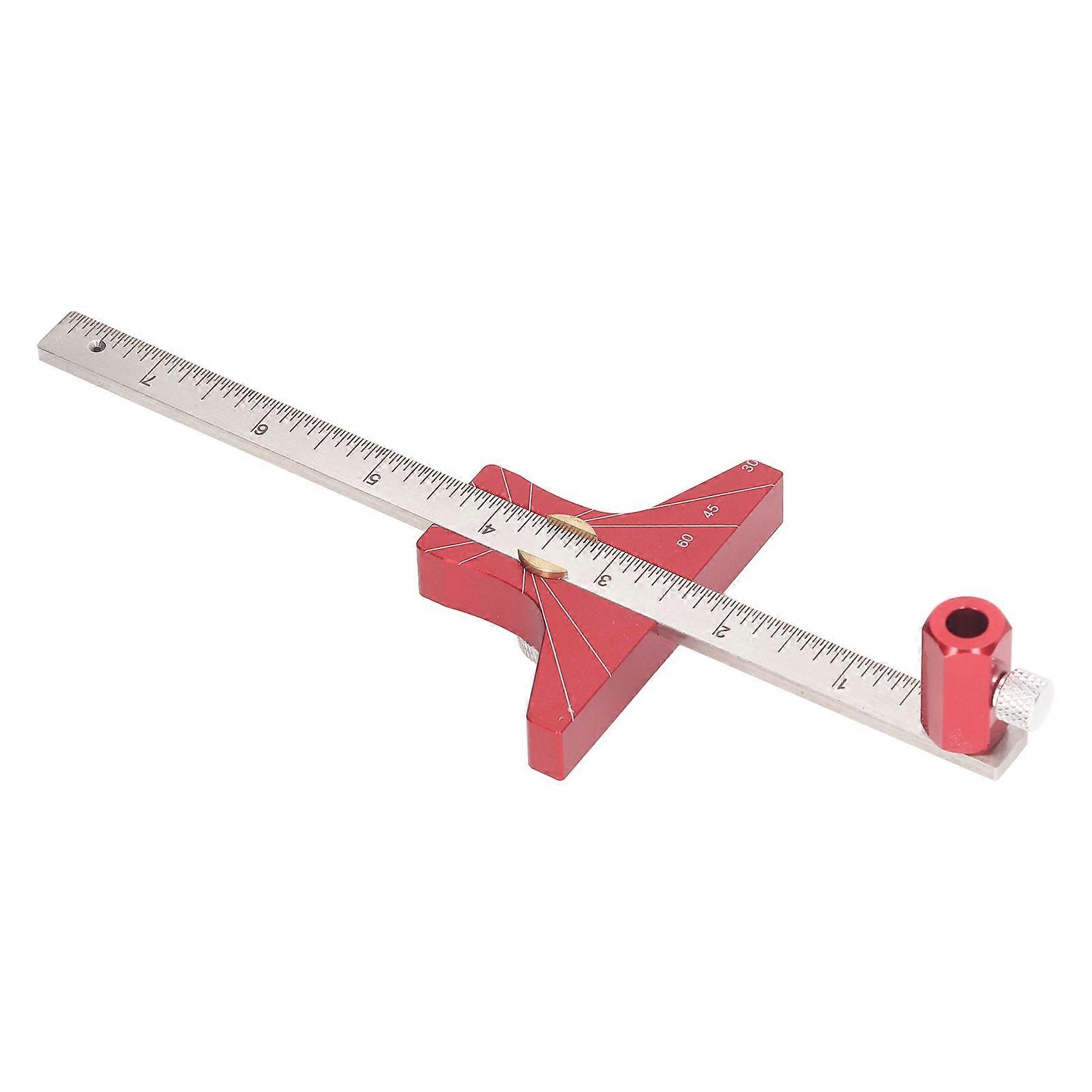 Woodworking Ruler Clear Dual Scale Aluminum Alloy Angle Marking T Ruler Scribing Tool for Measurement