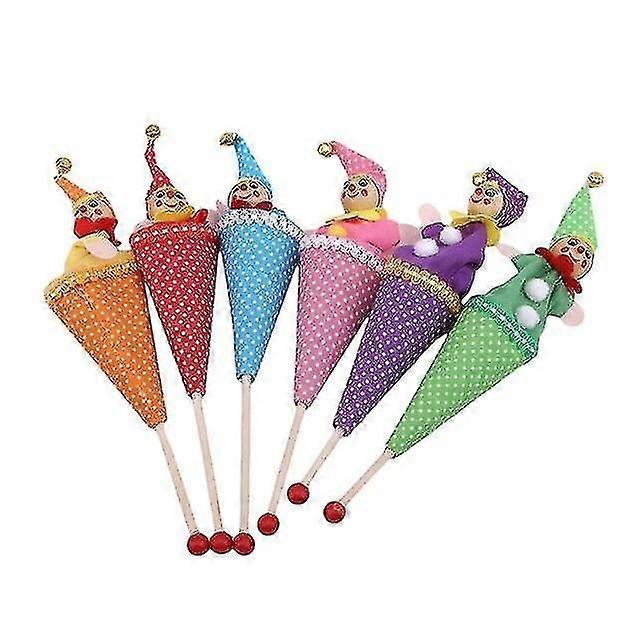 6pcs Retractable Smiling Clown Toy Doll, Funny Telescopic Hide & Seek Play Stick Plush Doll Toy