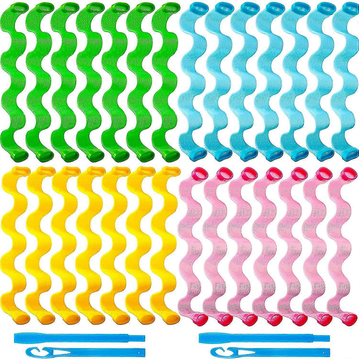 28 κομμάτια τρίχα curlers σπειροειδείς μπούκλες κανένα κέρλερ τρίχας κυμάτων καύσωνα