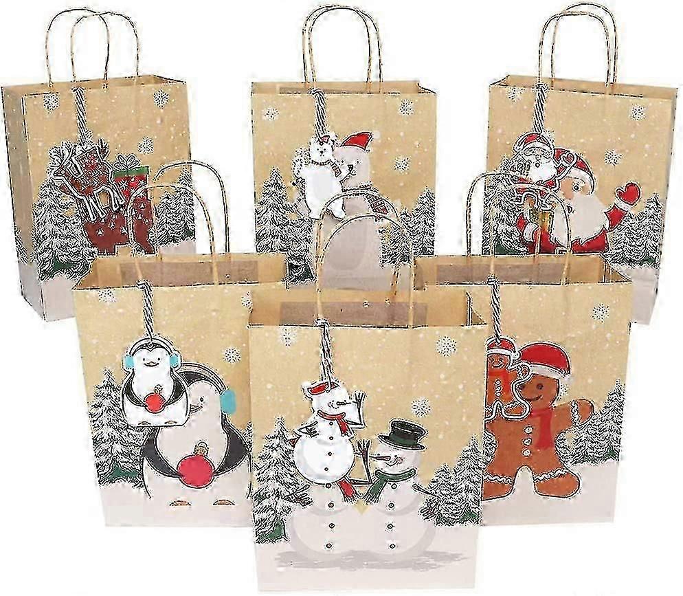 Sacs cadeaux de Noël 24 pièces Sacs de Noël avec 24 étiquettes de Noël et rouge