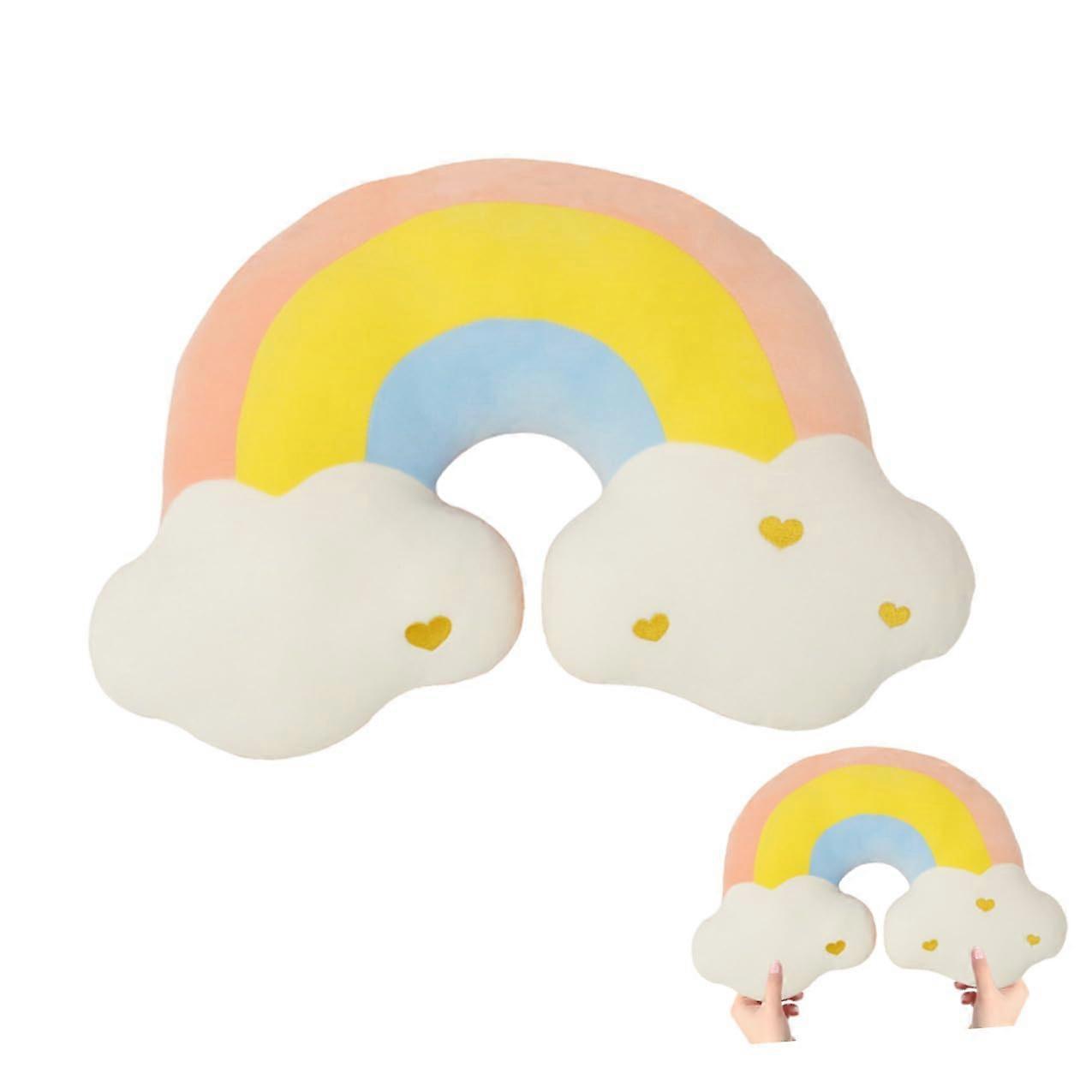 Plush Rainbow Pillow Soft PP Cotton Filled Decorative Throw Pillow For Home And Office Rainbow Shape Accent For Sofa Bed And Chair