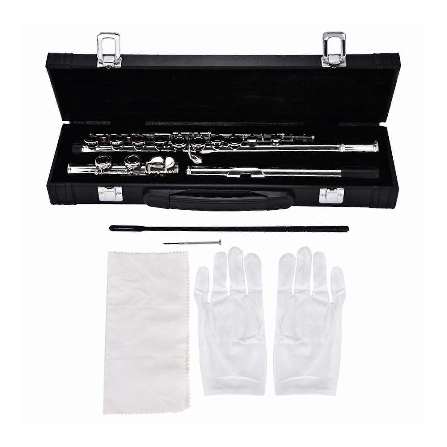 Silver Coating Plating C Key 16 Keys Closed Hole Flute with Leather Box