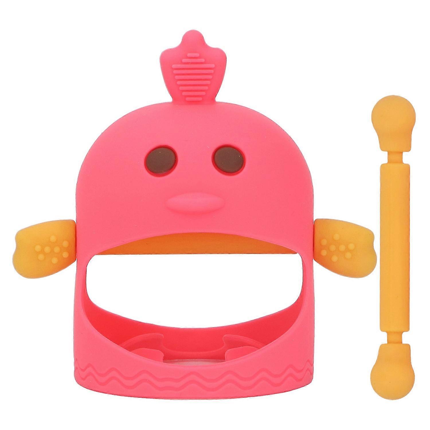 Hand Pacifier Silicone Cute Chick Shape Baby Teether Soothing Pacifier with 2 Teether Stems for Dayt