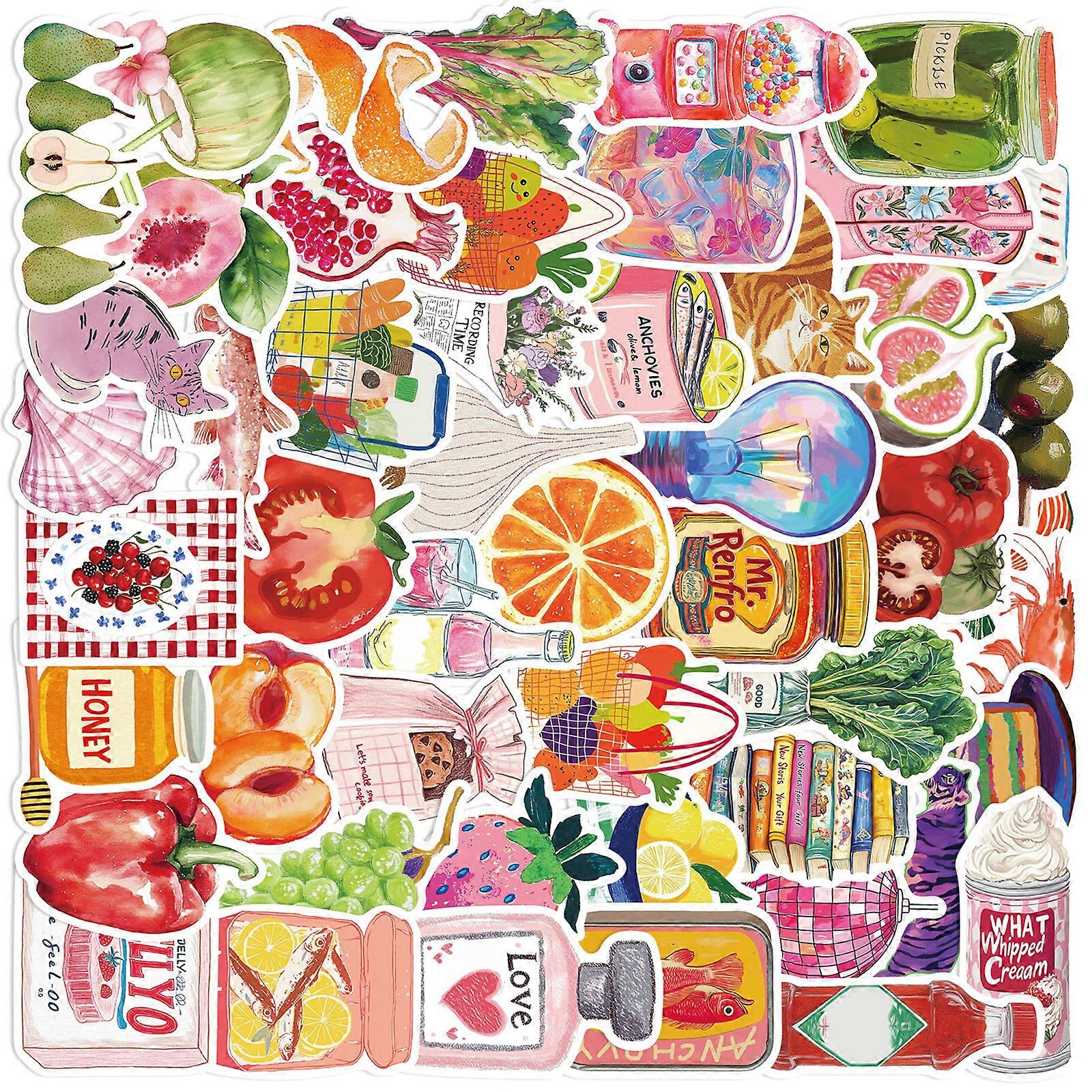 Set of 50 Mediterranean Style Decorative Stickers Durability Waterproof Art for Journals Techie Devices Multicolor