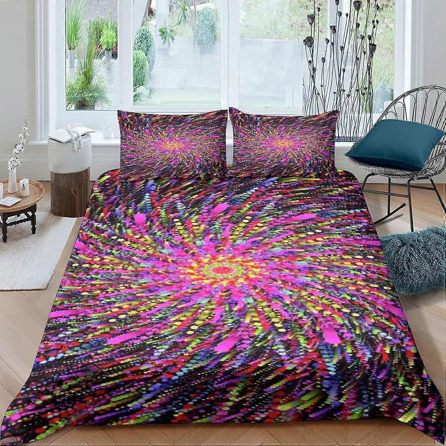 Psicodélico Arte Edredom Capa Set 3D cor Padrão Printe Cama Colcha Edredom Capa SetSoft Microfibra cor Colcha Capa Dupla