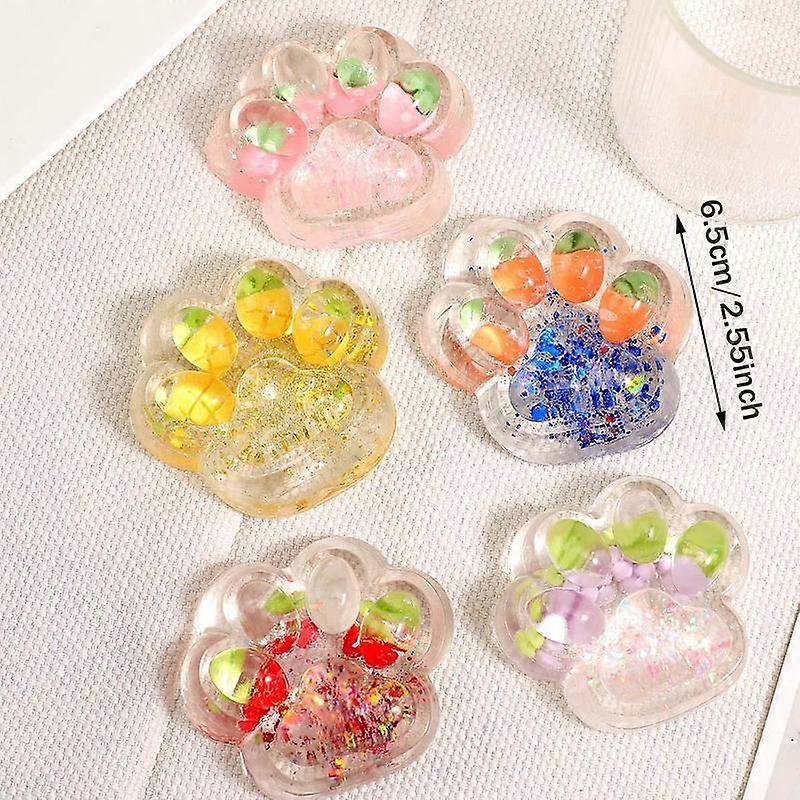 Cat Paw Design Squishy Toy, 1 Count Transparent Fruit-themed Cat Paw Squeeze Toy, Cute Sensory Toy for Adults & Teens