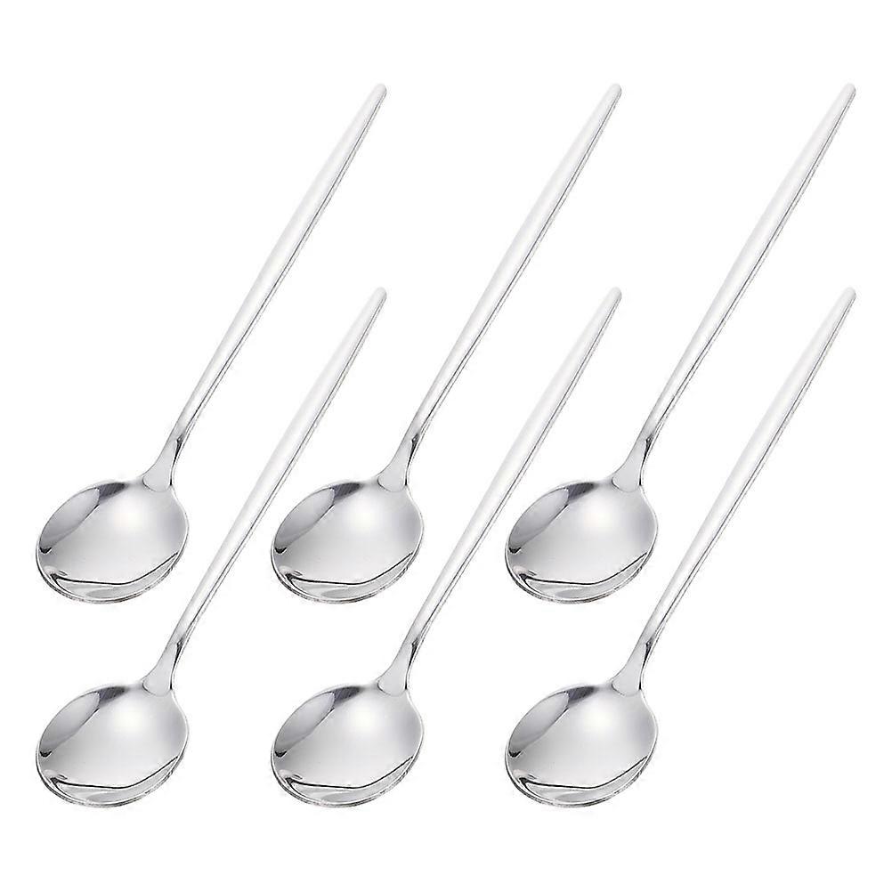 Silver Spoon Set Stainless Steel Spoon for Soup 6Pcs Kitchen Use
