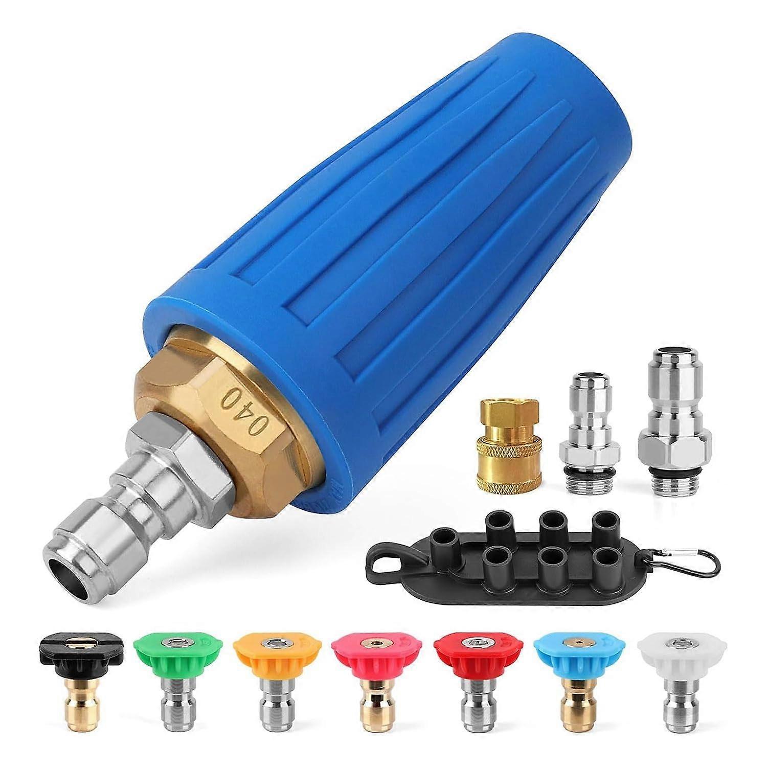Pressure Washer Turbo Nozzle 4000PSI Rotating Spray Tip 1/4in 3/8in Quick Connect 4.0GPM