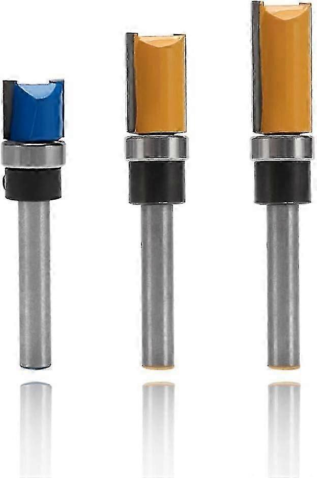 Pieces Flush Trim Cutter With 6.35mm Shank, Flush Trim Model Router Bits, 3 Sizes-QJWL