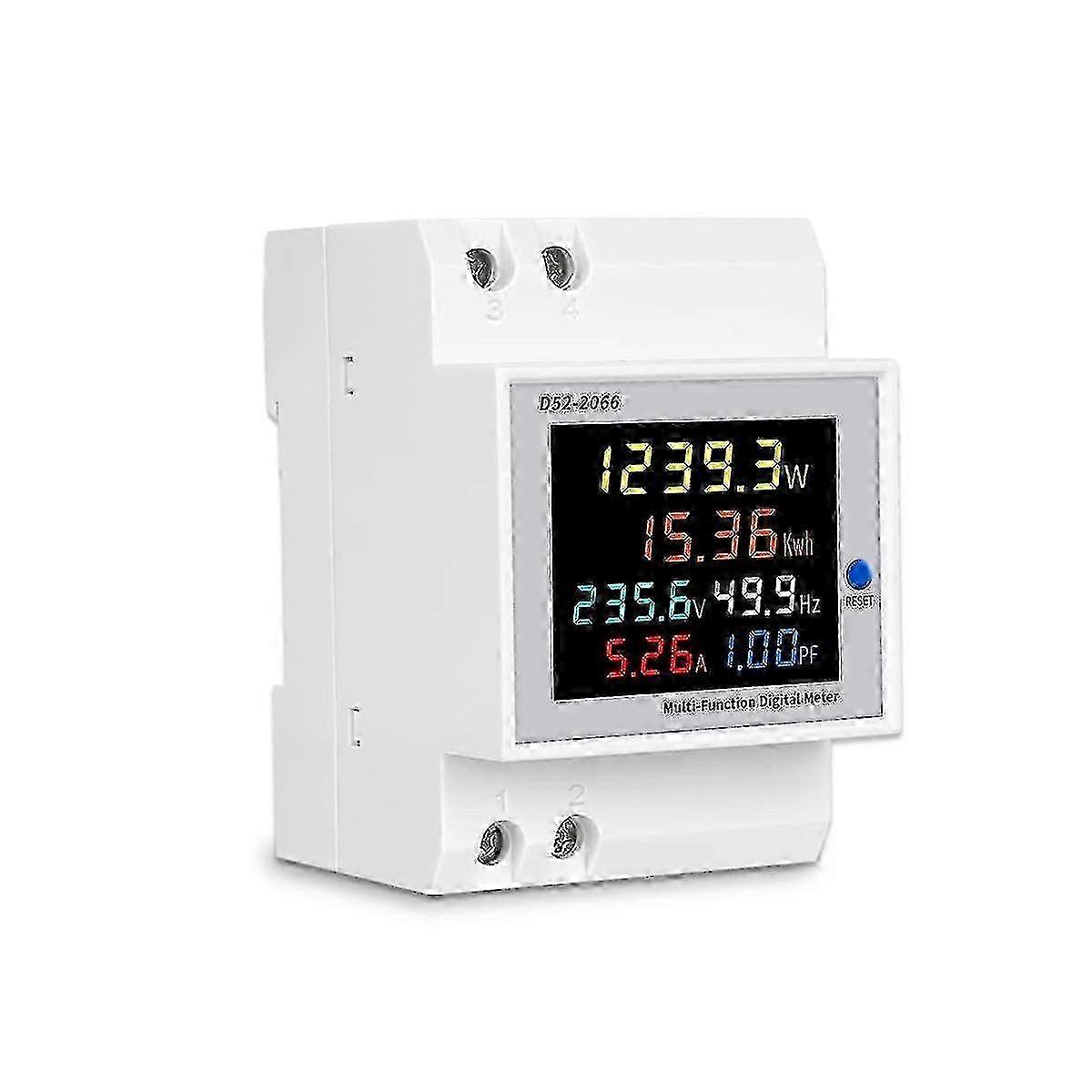 Digital Single Phase Ac 40-300v 100a Din Rail 6 In 1 Voltmeter Ammeter Watt Kwh Frequency Meter 110
