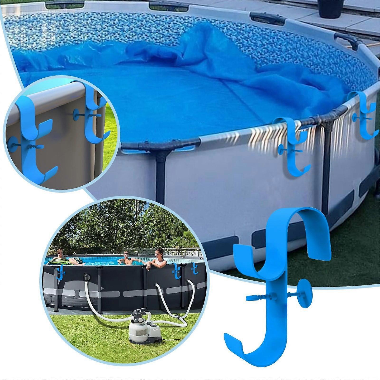 2024 New AquaJoyer Pool Leaf Net Holder Compatible with Above Ground Pools, Adjustable Telescopic Pole Hooks, Brush Hanger Tool Holder