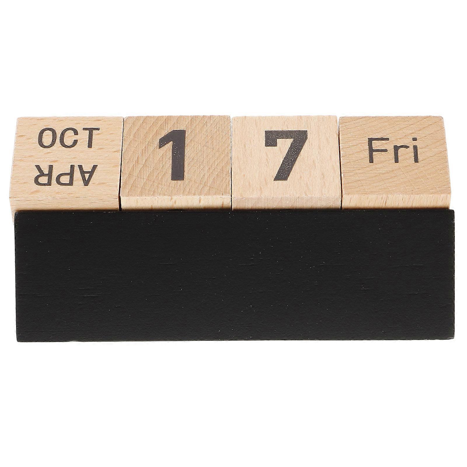 Black Wood Calendar Decoration for Table Use Manual Style