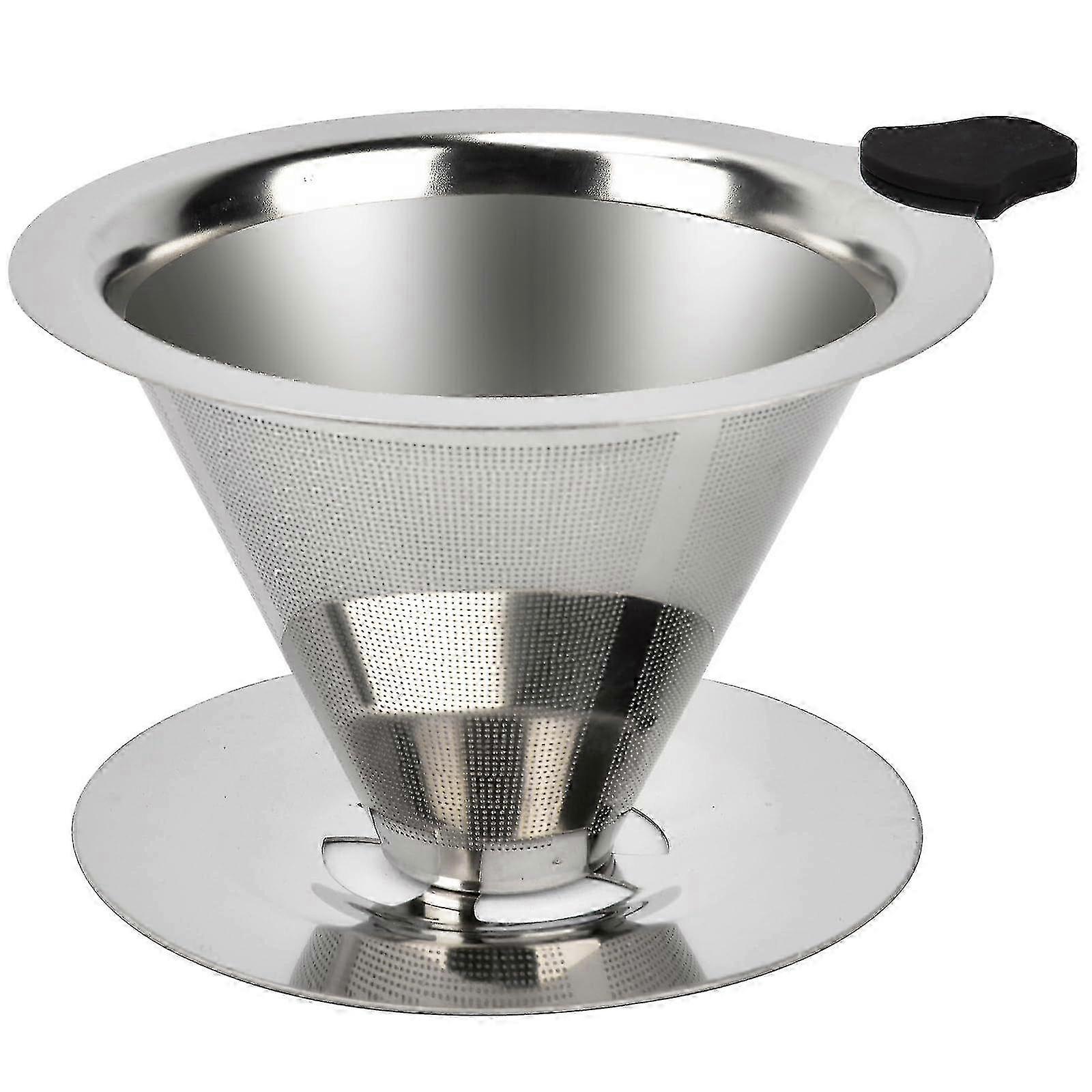 w Pour Over Coffee Dripper Stainless Steel Reusable Filter Paperless Cone Coffee Maker 600 Mesh Dripper for 1-2 Cup