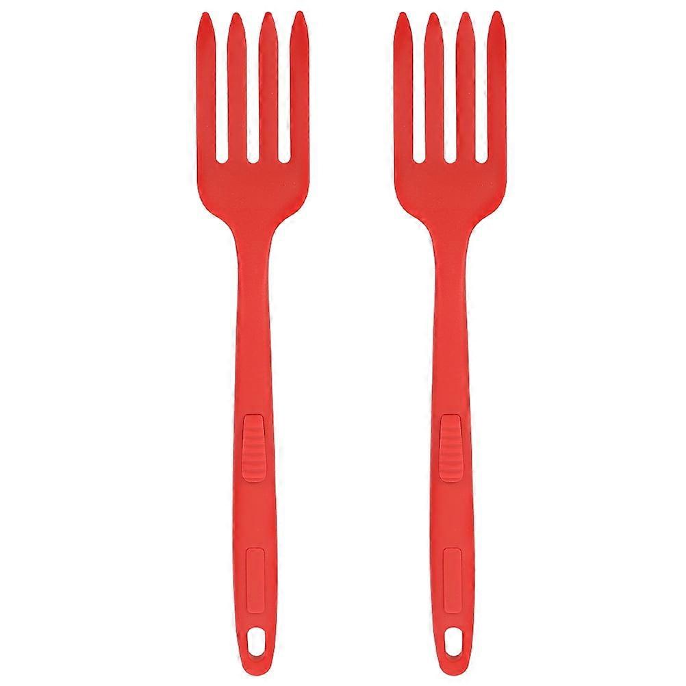 2 Pcs Silicone Cooking Fork Food Multi-function Grill Tasting Reusable Ergonomic