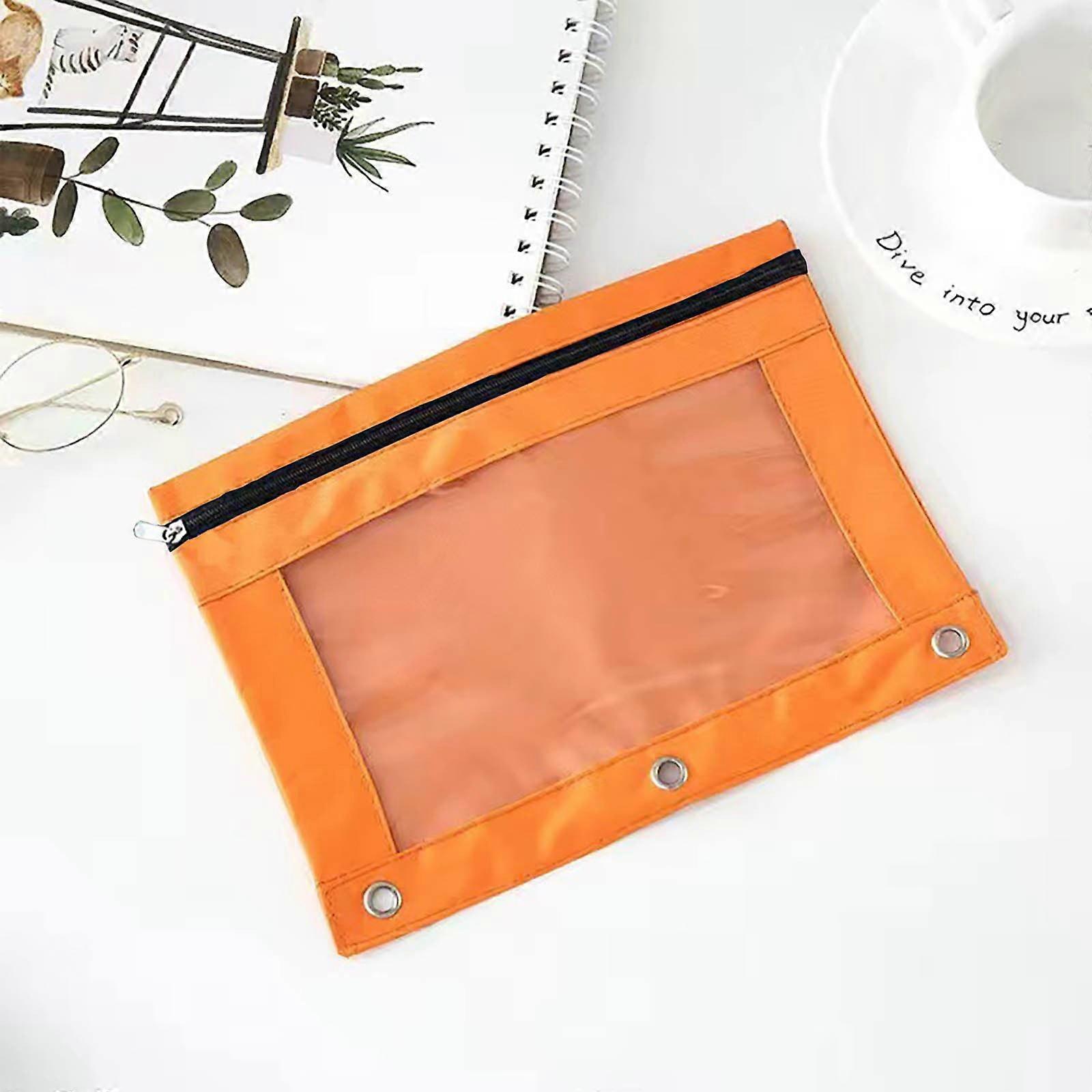 Pencil Pouch for 3 Ring Binder with Clear Window & Smooth Zipper, Big Capacity Bag with 3 Reinforced Grommets