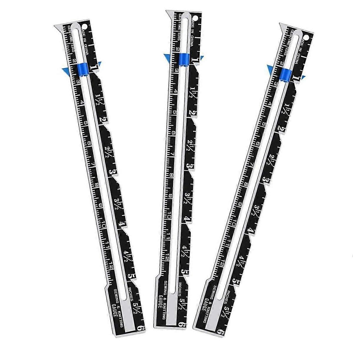 Aluminum Sewing Measuring Ruler Set with Sliding Gauge for Quilting Hemming Knitting (3 Pack)