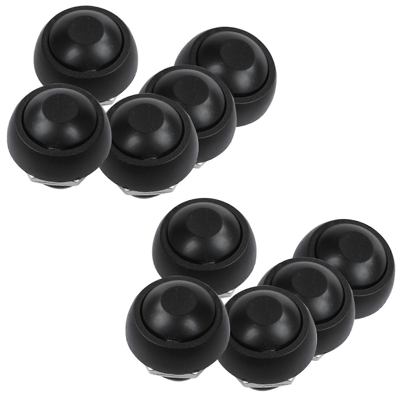 Black 10X Pcs M4 12mm Waterproof Momentary ON/OFF Push Button Round SPST Switch