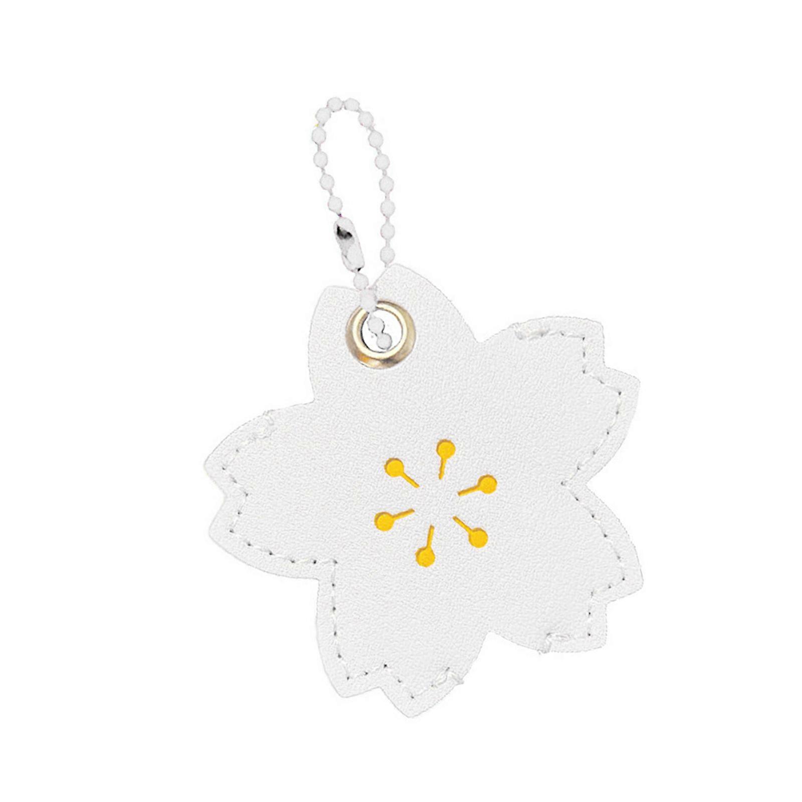 Home Security Leather Key Cover Flower Shape Key Case for Door Keys Protects Against Wear and Loss with Simple Designs  White