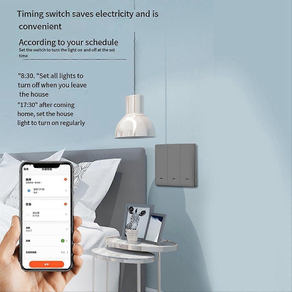  Tuya Smart Switch Zero Fire Line 3 Switch Grey