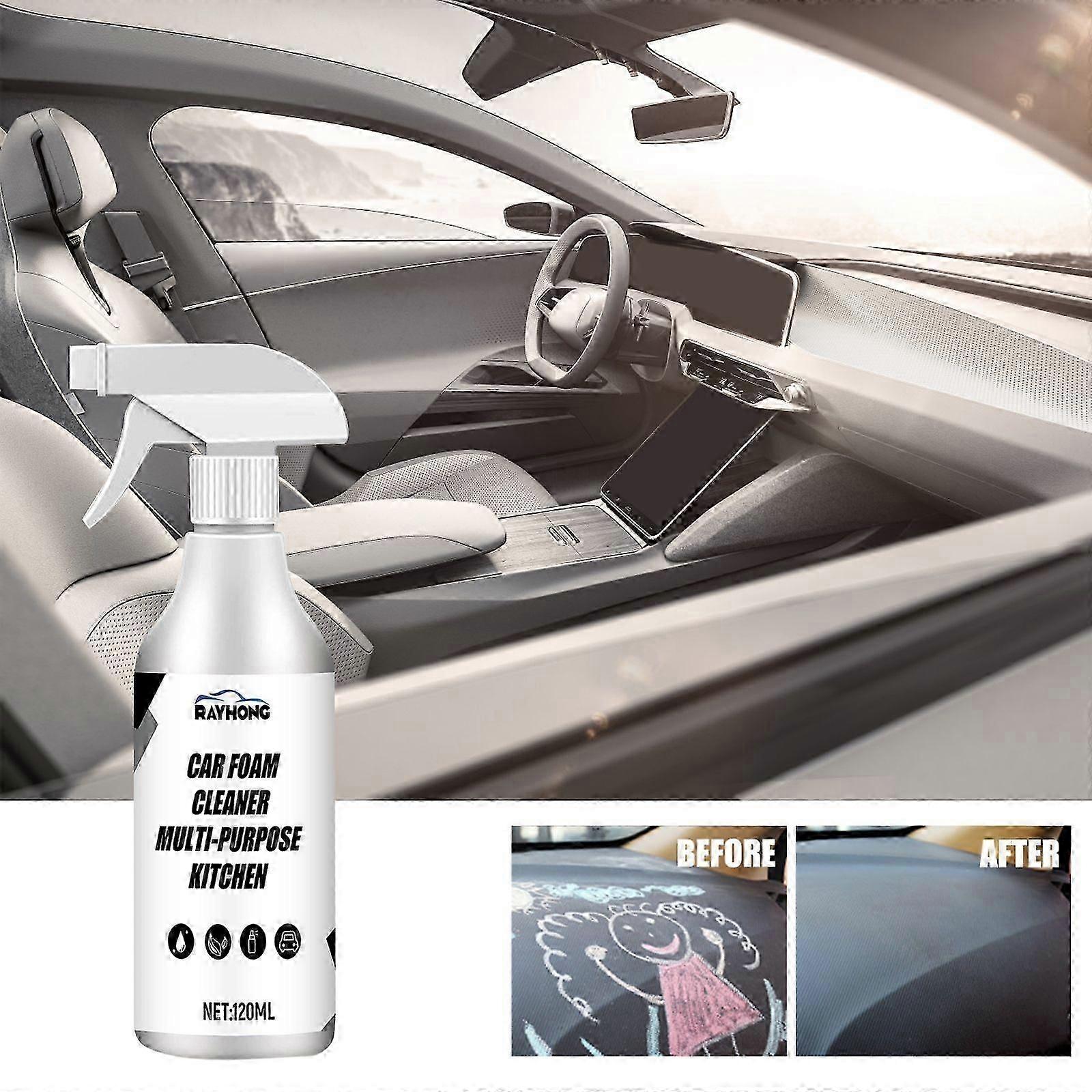 Car Foam Cleaner - 120ml Stain Remover for Seats & Surfaces, Lemon & Baking Soda Formula