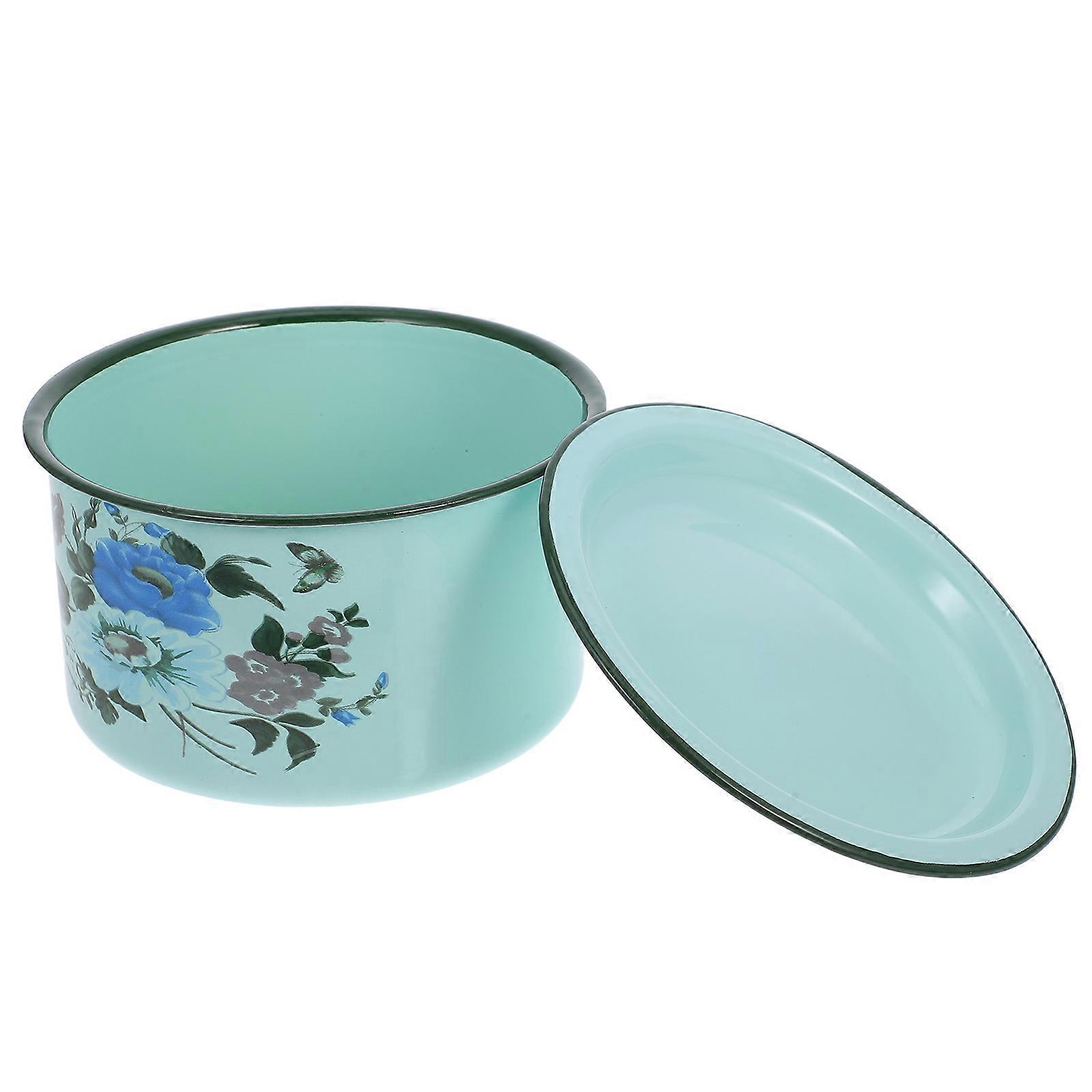 Multi-Functional Retro Enamel Bowl with Lid for Quick Meals