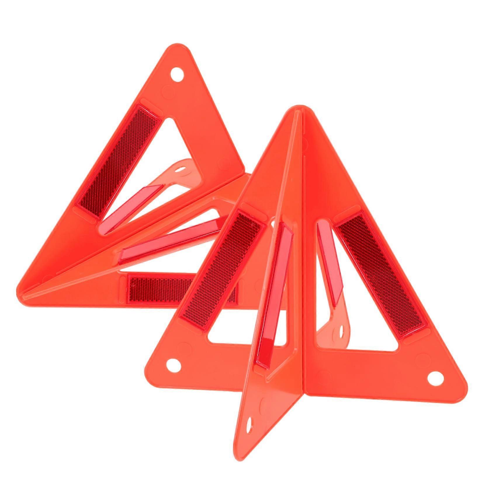 Reflective Warning Triangle 2 Sets  Visibility Bright Color Roadside Safety for Car Emergency