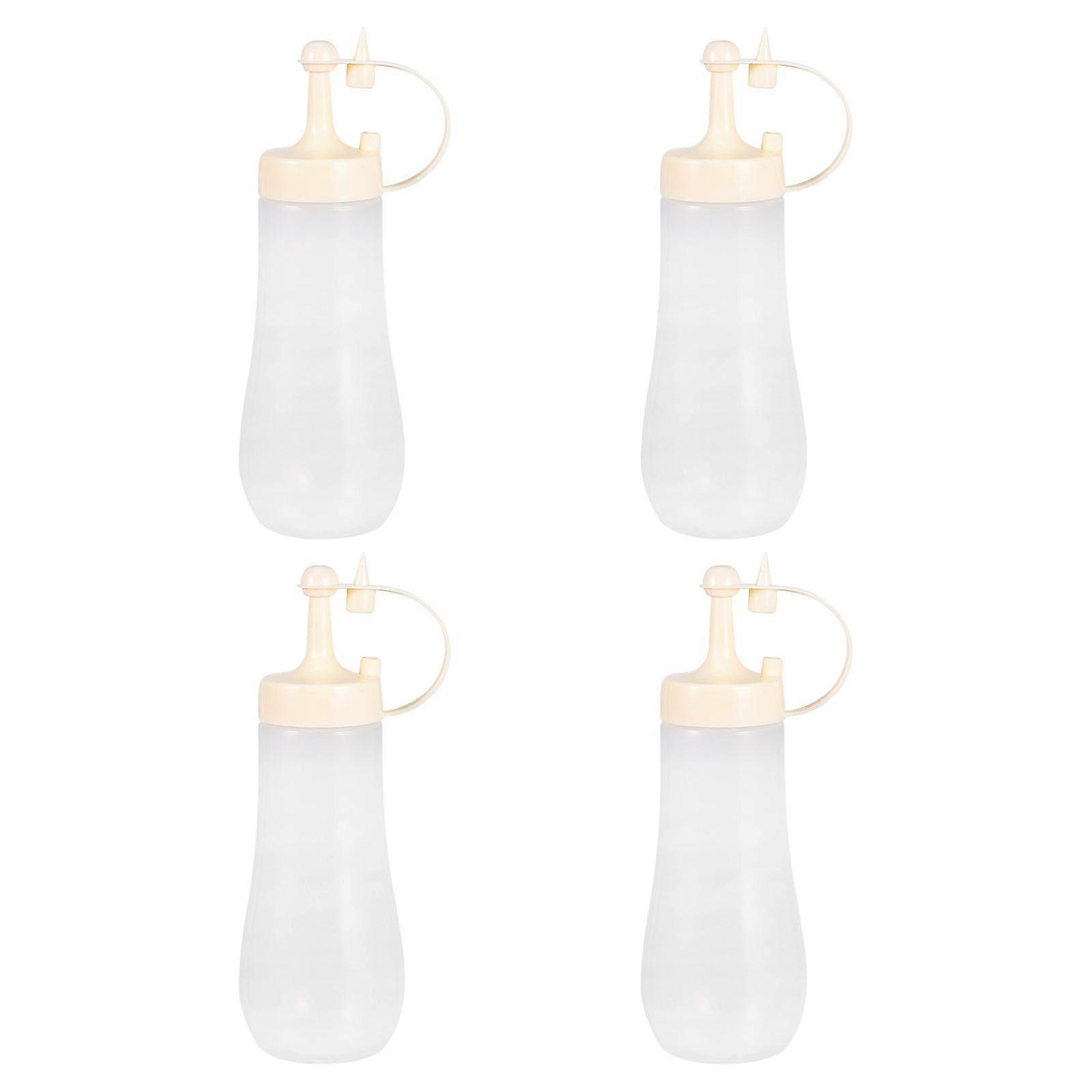 Squeeze Bottles White Salad Dressing Bottle for Storage 4Pcs